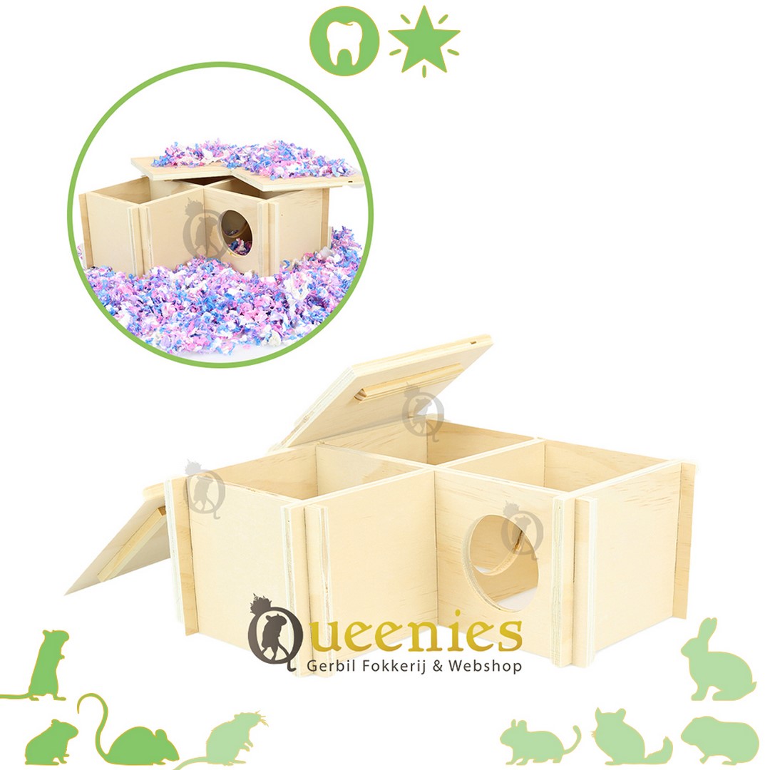 Blank houten Muizen huisje voor hamsterscaping